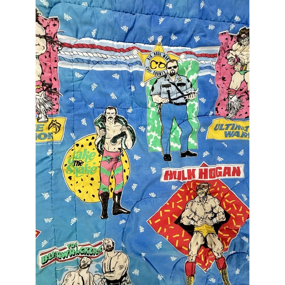 Vtg 1991 WWF Wrestling Legends Duvet Cover Hulk Hogan Jake‎ The Snake Macho King - Picture 6 of 13